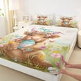 thumbnail image 4 of Erosebridal Kawaii Highland Cow Bed Sheets,Happy Easter Colorful Blossom Flowers King Sheets For Kids 4 Pieces, 4 of 6