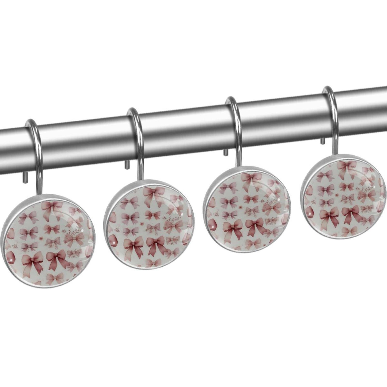 HemaKayy 12 Pcs Shower Curtain Hooks Bathroom Decorative Accessories Fuzzy Bow Tie