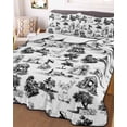 thumbnail image 3 of Quilts Twin Size Bedding Set, Farmhouse Country Lightweight Quilted Comforter, Retro French Garden Horse Swan Soft Reversible Bedspread Coverlet with Pillow Covers for All Season, 68" x 86", 3 of 7
