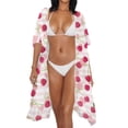 thumbnail image 3 of HELLHERO High Quality Fabrics Swimwear Coverup for Beach Vacation Breathable Free Size Bathing Suit Cover Up Cherry Pattern, 3 of 6