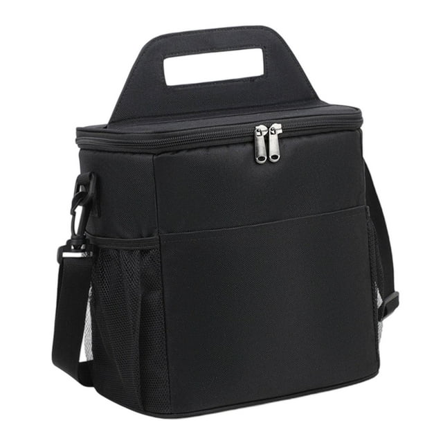 Bolsa de almuerzo aislante, enfriador de almuerzo, tela Oxford, bolsa térmica impermeable para Negro