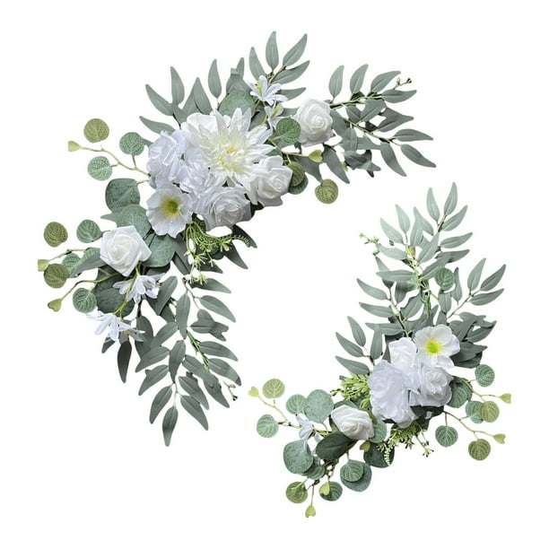 2 de Boda con Flores Artificiales, Letreros de Bienvenida, Decoraciones Florales Y Fondo para Decoración DIY.