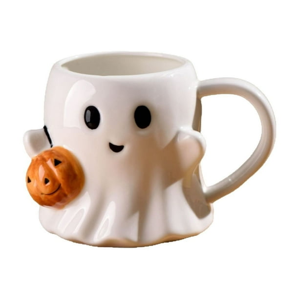 Taza blanca de Halloween Taza de café de cerámica Taza de Halloween bonita Decoración de tazas para hombres y mujeres adolescentes