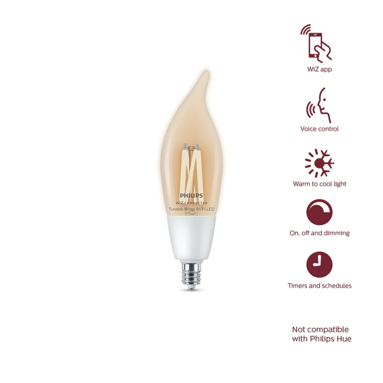 Philips Hue E14 LED Warm white Candle Dimmable Smart Light bulb, Pack of 2