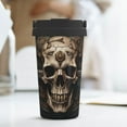 thumbnail image 6 of Gukieu Metal Style Horned Skull Print Insulated Coffee Cup, Portable Stainless Steel Vacuum Cup with Lid, Unisex, Suitable for Office, Cafe, Car, 6 of 8