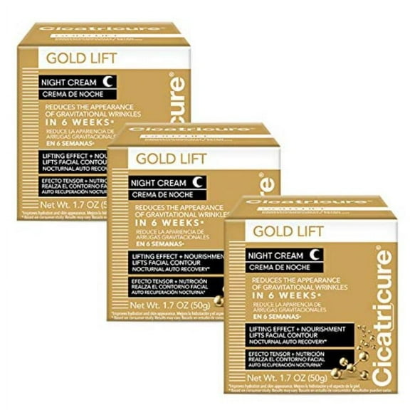 Cicatricure Gold Lift Night Cream, Improves Face Hydration and Skin Appearance, Value 3 Pack, 1.7 oz