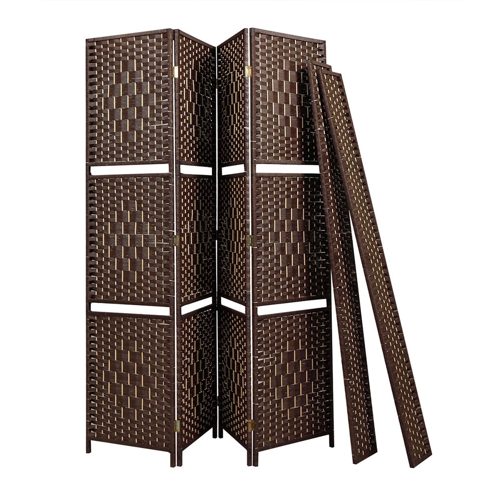 Kadyn 4 Panel Office Divider with 3 Clever Shelves for Home, Outdoor/Indoor Wall Divider and Folding Privacy Screens for Office, Dark Brown Kadyn 4 Panel Office Divider with 3 Clever Shelves for Home, Outdoor/Indoor Wall Divider and Folding Privacy Screens for Office, Dark Brown