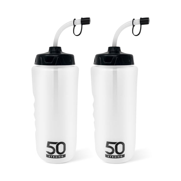 Botella de agua deportiva de 1 litro con pajita, 50 unidades de plástico resistente sin BPA