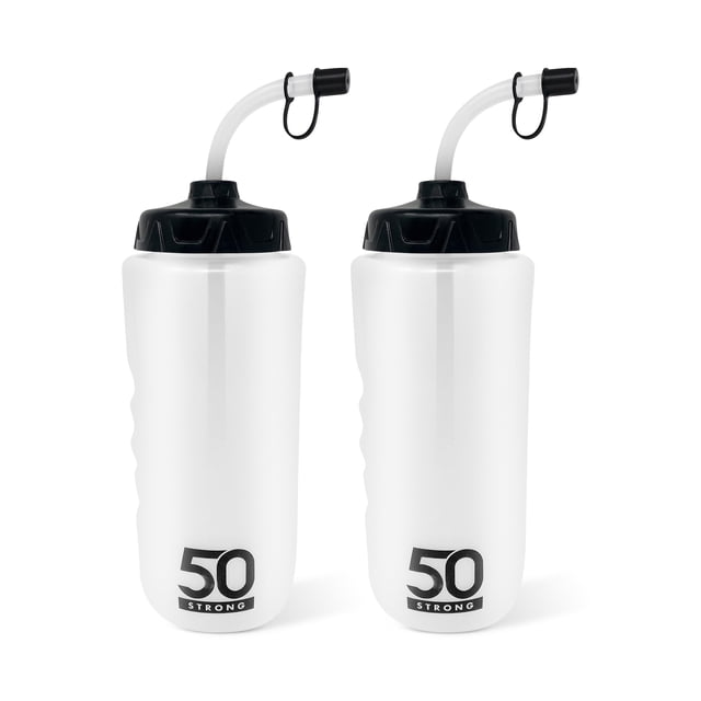 Botella de agua deportiva de 1 litro con pajita, 50 unidades de plástico resistente sin BPA