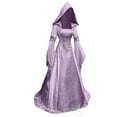 thumbnail image 2 of Oksale Womens Medieval Hooded Corset Dresses Renaissance Lace Up Dress with Hood Vintage Floor Length Dresses Square Neck Dress for Party Elegant Dresses Purple, 2 of 8