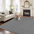 thumbnail image 3 of Vintage Dark Gray Large Area Rugs for Bedroom Living Room, Soft Non Slip Carpet Bedside Rug, Farmhouse Retro Solid Color Linen Texture Rectangular Floor Cover Kitchen Accent Rug 6'x9' for Office, 3 of 9