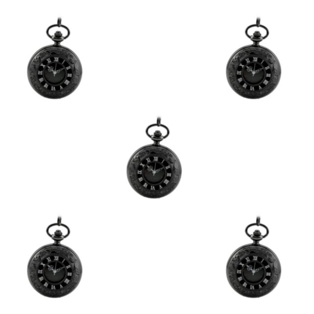 Jumpingount Roman Numbers Round Dial Quartz Analog Gift Pocket Necklace Black Watch Type2
