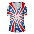thumbnail image 4 of ZZwxWA Womens Short Sleeve Cold Shoulder V Neck Tops American Flag Printing Oversize Cut Out Blouse Tunic Loose Fit Casual T-Shirt White XX-Large, 4 of 5