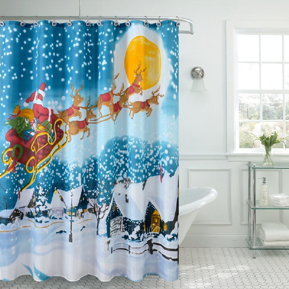 Santa Claus Fancy Fabric Shower Curtain 70"x"72 100% polyester. 