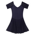 thumbnail image 5 of Alvivi Women's Short Sleeve Backless Skirted Leotards Ballet Dance Dress Gymnastics Bodysuits Dark Blue L, 5 of 7