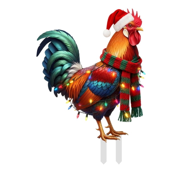 TIELUTT Interesting Xmas Chicken Garden Ground Stake Adornment Rabbit Cardboard Christmas Sign Storage Container Retractable Banners and Signs Customize Garden Markers for Metal Holiday Display Light