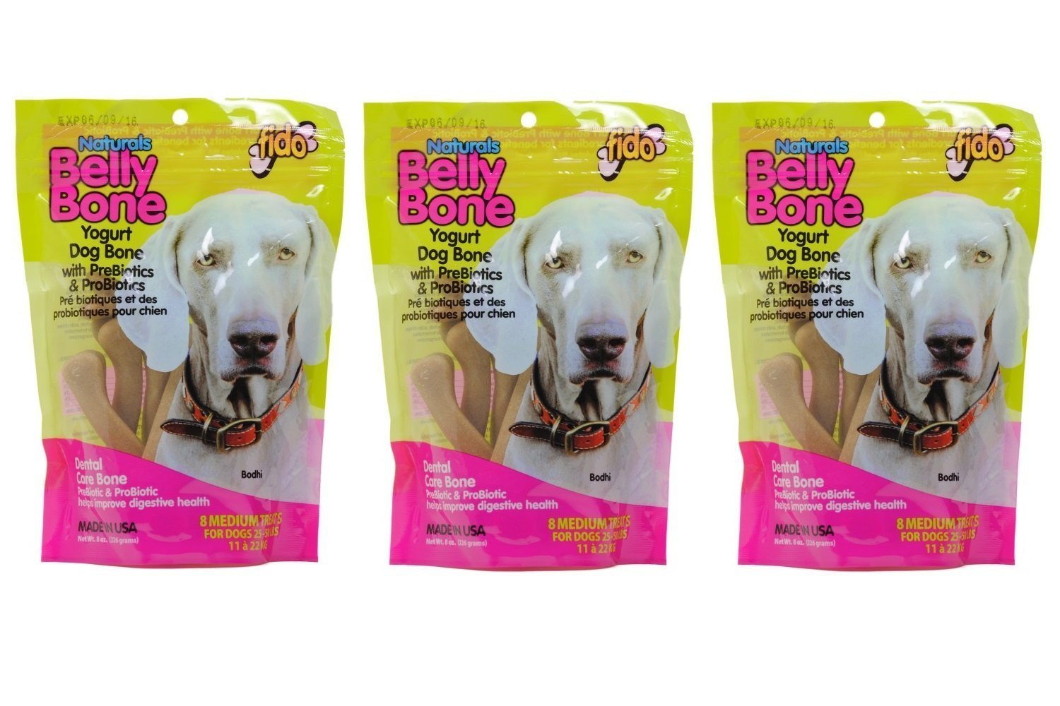 Fido Belly Bone Yogurt Dog Bone Medium 8ct. (Pack of 3)