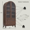 thumbnail image 3 of 71" Tall Arched Bookshelf, 4-Tier Bookcase with Glass Doors and Shelves, Wooden Display Cabinet w/2 Large Storage Drawers, 3 of 7