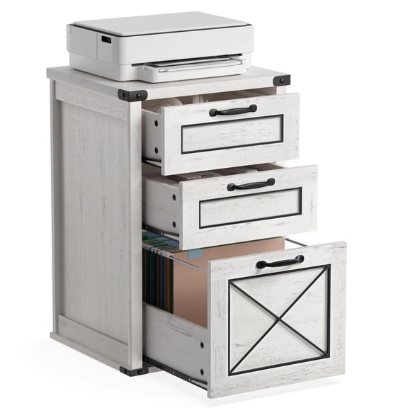 File Cabinet, 15.7"D x 17.7"W Filing Cabinet with 3 Drawers, Printer Stand for Home Office, White