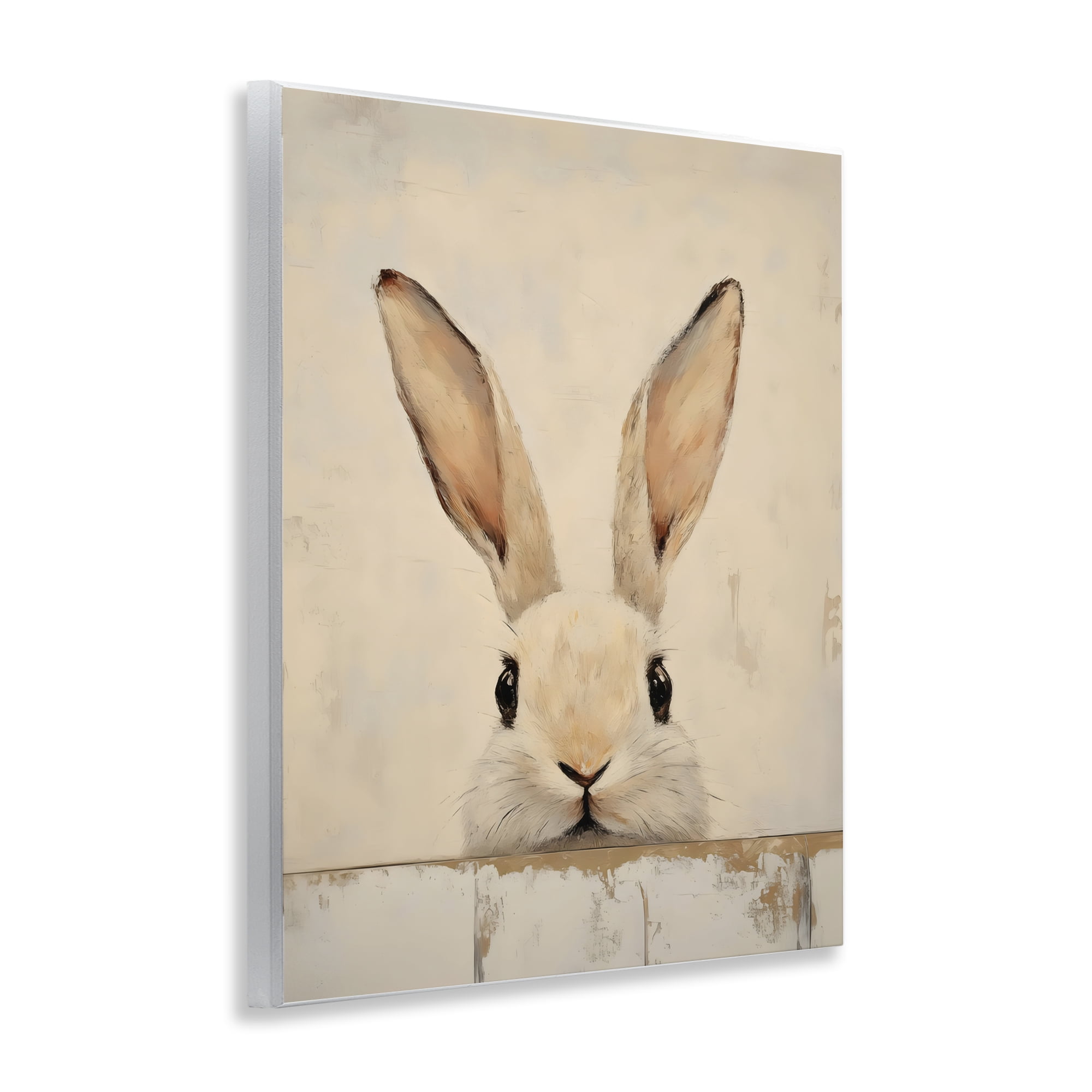 Stupell Industries Peeking Bunny in Soft Neutrals Wall Plaque Art, design by LSR Design Studio