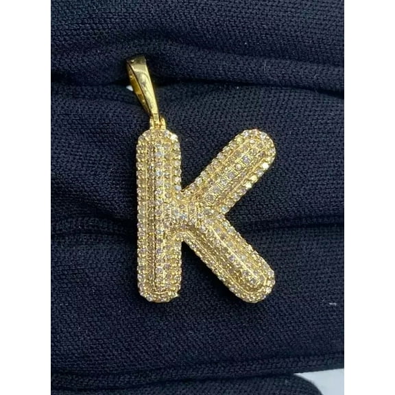 3TCW Round Cut Lab Created Diamond Initial "K" Letter Pendant in 14K Yellow Gold Plated