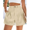 thumbnail image 3 of PRETTYGARDEN Womens Shorts Casual Summer Elastic High Waist Zipper Button Tailored Shorts Pleated Beach Vacation Outfits, 3 of 9