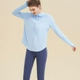 thumbnail image 3 of SWSMCLT Women's Long Sleeve Top Soft Yoga Basic Yoga Running Shirt Hooded Hoodie Workout Full Zip Zipper Blue X-Small, 3 of 4
