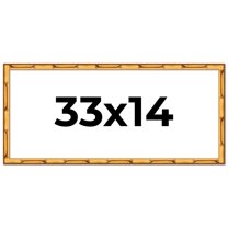 33x14 Frame Gold Bamboo Solid Wood Picture Frame | 1 Inch Moulding Width | Interior Frame Depth