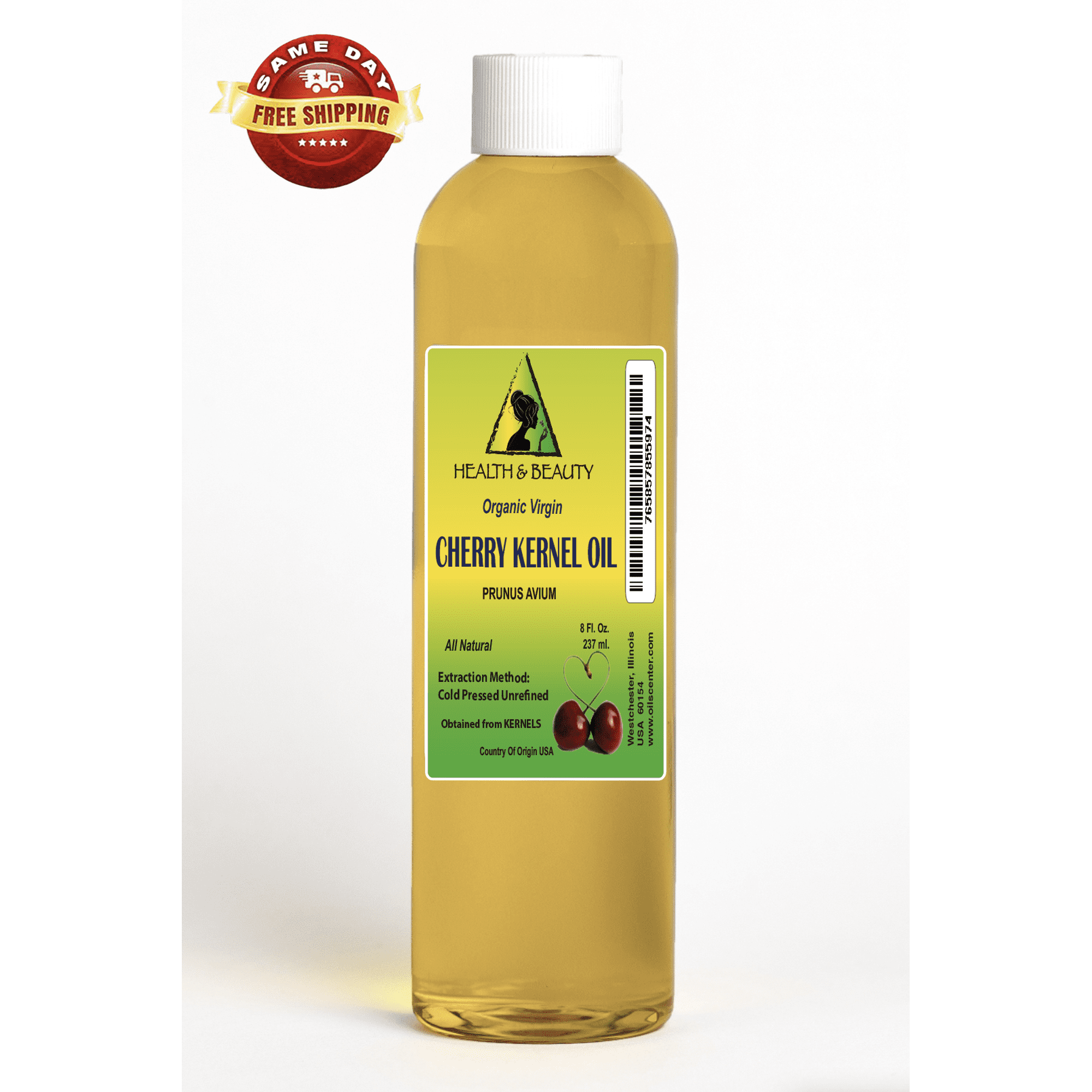 Cherry Kernel Oil Unrefined Virgin Organic Carrier Cold Pressed Premium Natural 100% Pure 8 oz