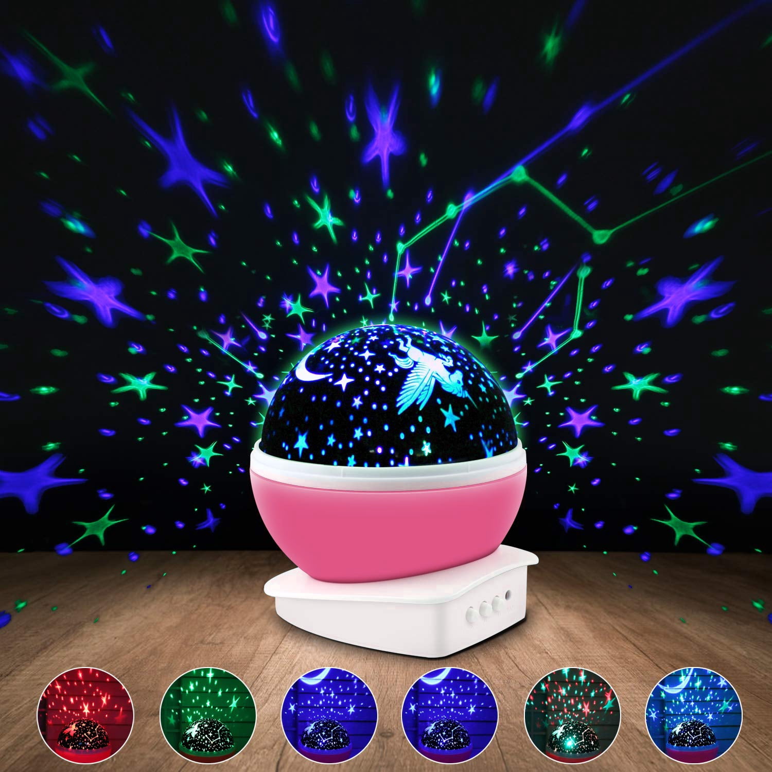 Baby Night Light Moon Star Projector, 360 Degree Rotation Kids Projector Night Light- Multiple Colors Changing Star Sky Night Lamp with USB Cable, Unique Gifts for Men Women Kids Best Baby Gifts