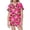 Hot Pink*, variant on RUTAYY Girls Pajama Set Bow Accent Football Pattern 2 Piece Top and Shorts Short Sleeve Notch Neck Kids Daily Sleep Outfit Hot Pink