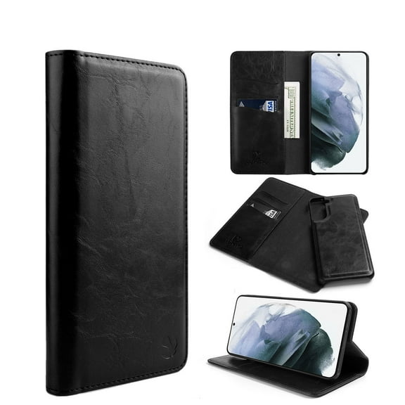 PU Leather Secure Protective Cash Pocket, Card Holder Wallet Flip Cover Case with Removable Back Cover for Samsung Galaxy S23