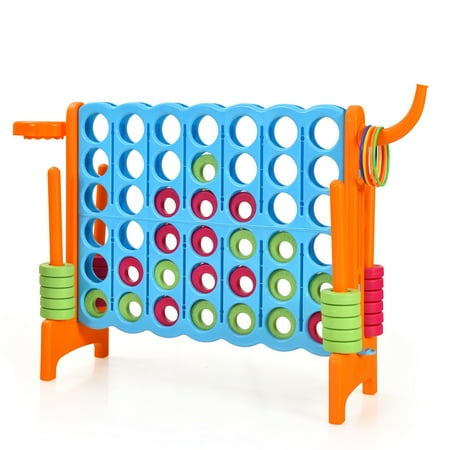 Topbuy 4-to-Score Giant Game Set for Kids Educational Toys with Ring Game and Basketball Hoop Indoor Outdoor Orange
