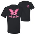 thumbnail image 1 of Wild Bobby, Butterfly Pink Ribbon Faith Hope Love, Breast Cancer Awareness, Front and Back Men Graphic Tee, Black, Small, 1 of 4