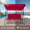 thumbnail image 5 of 3-Seats Outdoor Porch Swing, Patio Swing Chairs with Adjustable Canopy & Durable Steel Frame, Outdoor Swings for Adults, Removable Cushion for Garden, Yard, Balcony(Red), 5 of 8