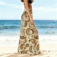 thumbnail image 6 of Women's Boho Sheer Wide-Leg Pants Printed Chiffon Sun Protective Trousers Flowy Palazzo Pants for Casual Beach Days,XL,Beige2, 6 of 6