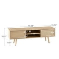 thumbnail image 5 of DEALTOPS Modern Rattan TV Stand with Sliding Doors and Open Storage Compartments for TVs up to 55'' -Natural, 5 of 8