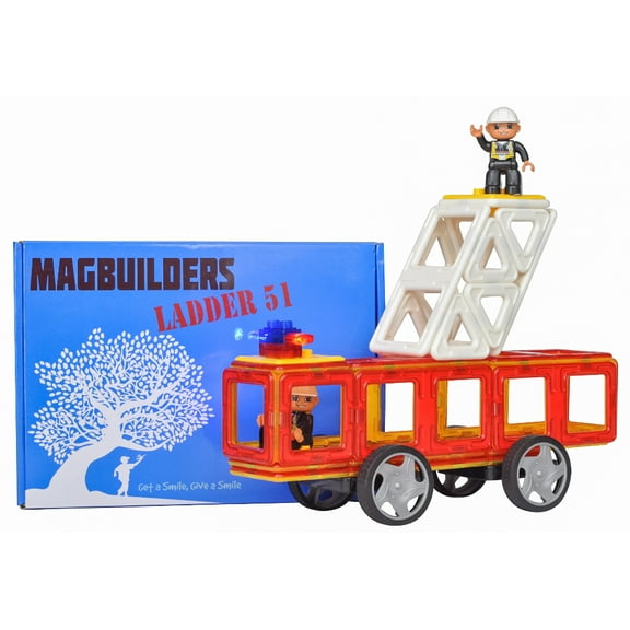 Magnetic Tile Fire Truck Set, 34 Pieces
