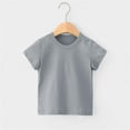 thumbnail image 2 of WREESH Toddler Baby Boys Girls T-Shirts Short Sleeve Shirts Summer Going Out Tops Comfortable Solid Color Cotton T-Shirt Top Gray, 2 of 5