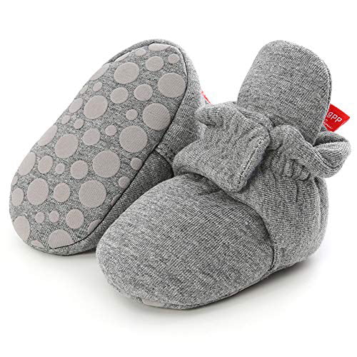 TIMATEGO Infant Baby Boys Girls Slippers Stay On Non Slip Gripper Socks Warm Winter Booties Newborn Toddler Crib House Shoes 0-18 Months 