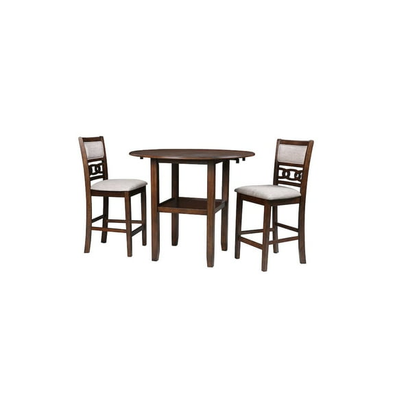 New Classic Furniture Gia 42" Counter Drop Leaf Table w/ 2 Chairs in Cherry