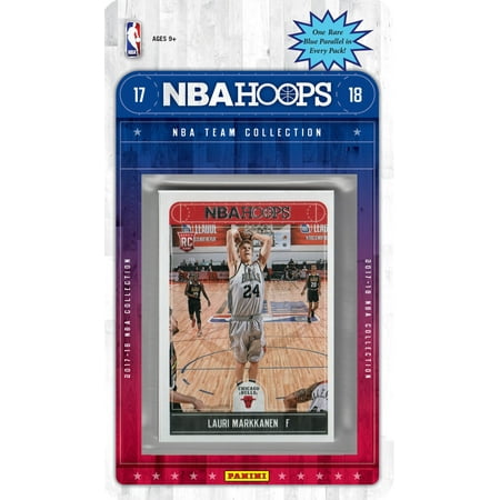 Chicago Bulls 2017 2018 Hoops Basketball NBA Licensed Factory Sealed 8 Card Team Set with Brook Lopez, Kris Dunn, Lauri Markkanen Rookie