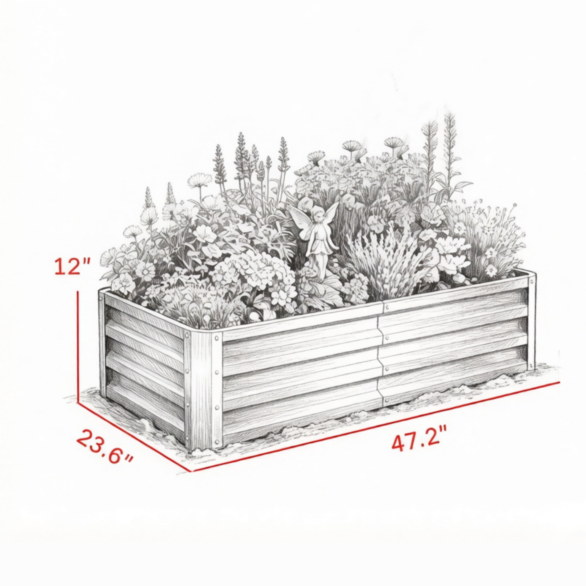 Galvanized Raised Garden Bed for Patio Herb Gardening, Sturdy Metal Planter Box, 4' x 2' x 1'