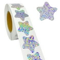 thumbnail image 1 of Rollo de pegatinas de estrellas plateadas Rawiri de 1 pulgada, autoadhesivas, brillantes, 500 unidades, 1 of 5