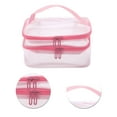 thumbnail image 4 of 1 Pc Large Capacity Makeup Bag for Business Travel Pink Mesh Fabric, 4 of 6
