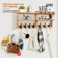 thumbnail image 5 of Coat Rack Wall Mount with Shelf, Pine Two-Tier Wall Shelf Mounted Coat and Key Hanger with 7 Heavy Duty Hooks 4 Key Hooks, Entryway Key Holder with Mail Holder for Bedroom,Living Room (Wood), 5 of 14