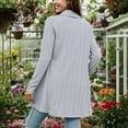 thumbnail image 5 of Long Sleeve Cardigan for Women with Pockets Solid Color Open Front Knitted Cardigan Fall Casual Loose Sweater Coat (Gray S), 5 of 6
