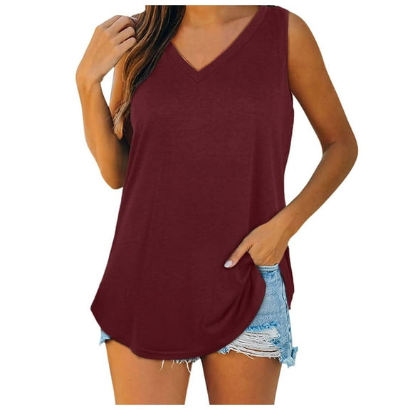 Women's Casual Solid Color T-Shirt Comfortable Fit Stretchable Soft Fabric Breathable Tank Top for Everyday Wear