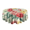thumbnail image 5 of Pioneer Flower Floral Print Pattern Round Tablecloth 60"x60",Wrinkle Wipeable Table Cloth for Kitchen Dining Room Picnic Patio Party, 5 of 6
