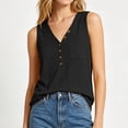 thumbnail image 4 of fatyb Women's Button V Neck Tank Tops with Pocket Summer Sleeveless Tunic Casual Loose Blouses for Women, 4 of 5